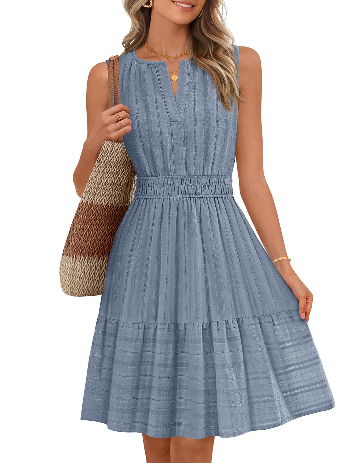 MEROKEETY Womens Summer Casual Beach Vacation Sleeveless Mini Sundress 2026