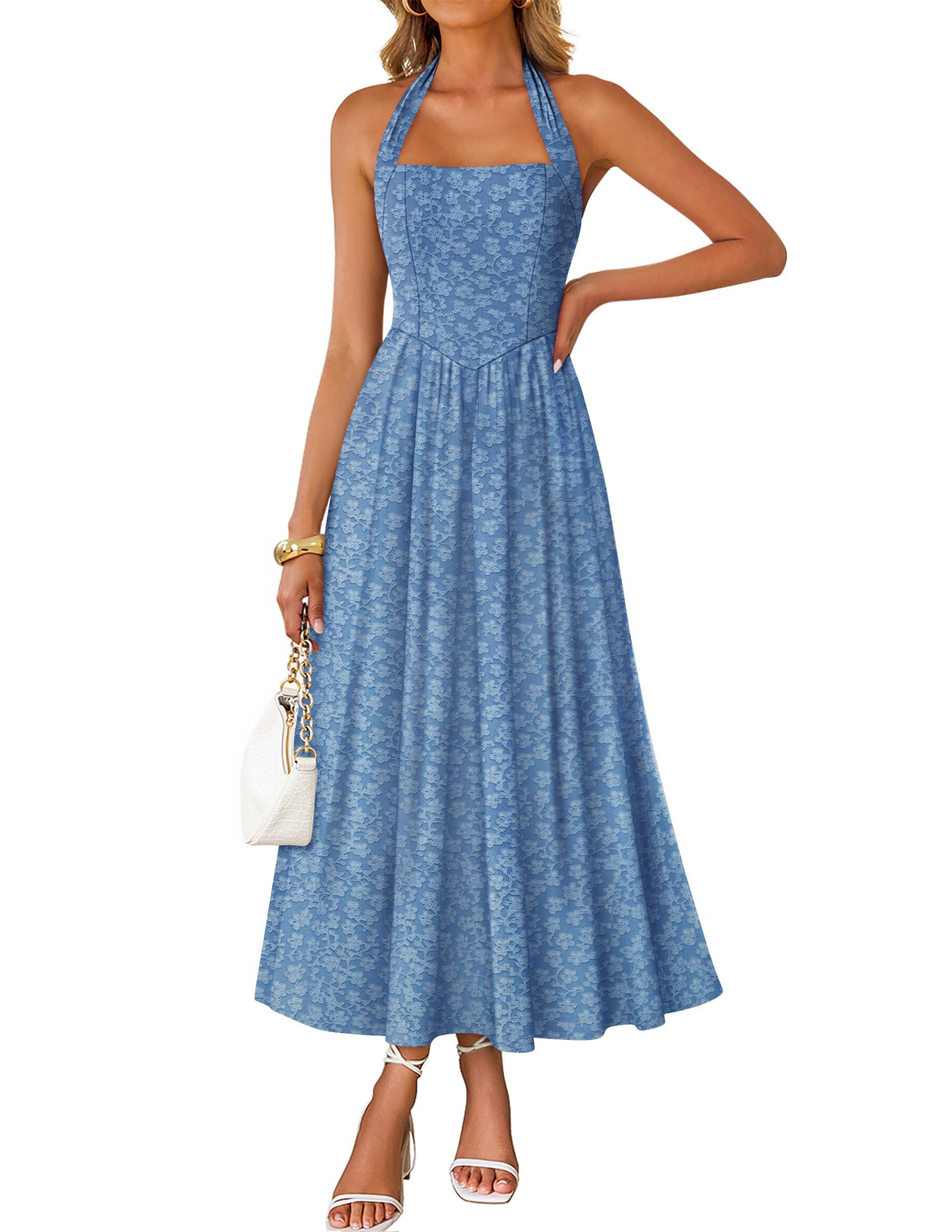 ZESICA Women's Summer Sleeveless Floral Wedding Guest Maxi Dress