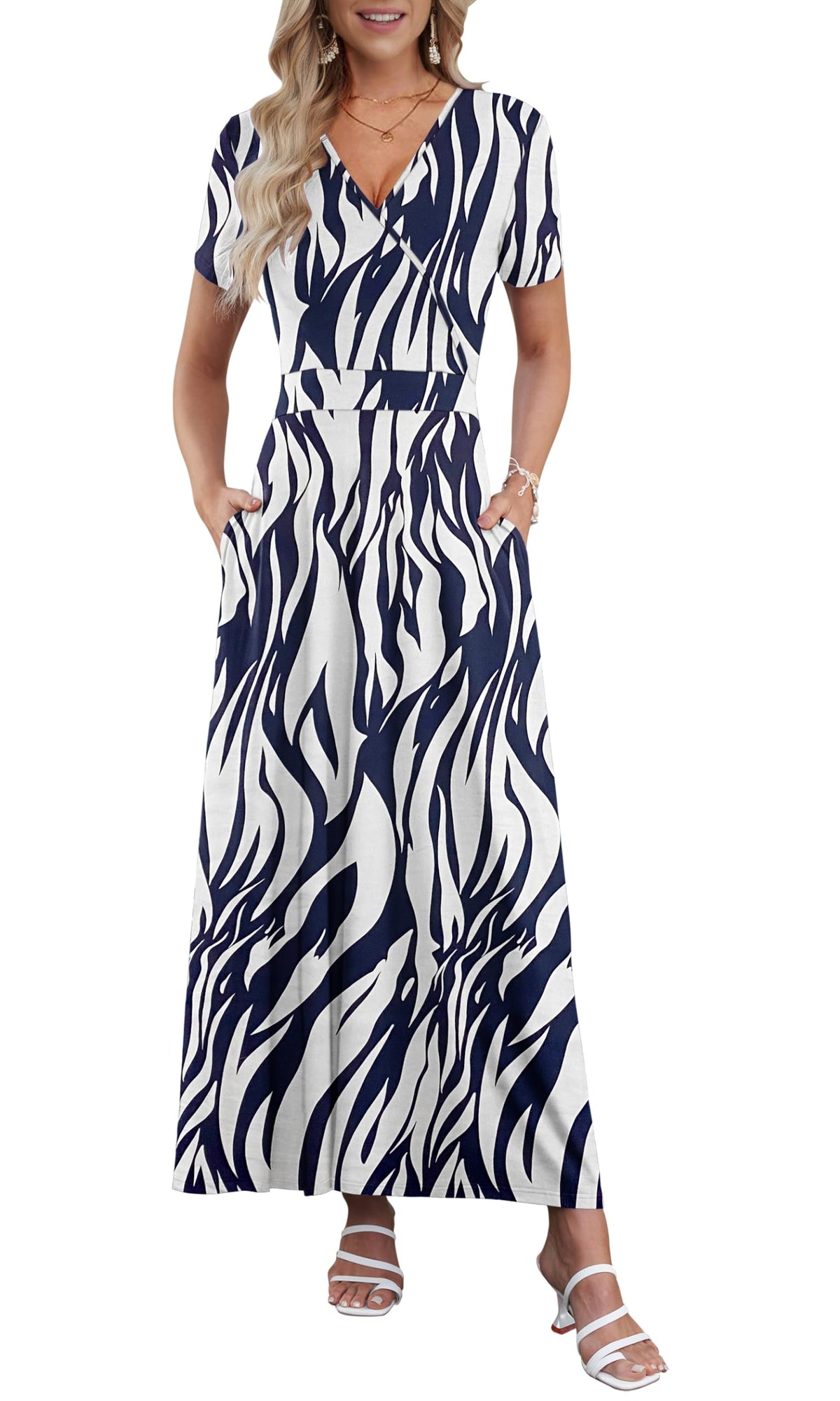 AUSELILY Maxi Dresses for Women Ankle Length Floral Beach Long Flowy Dress