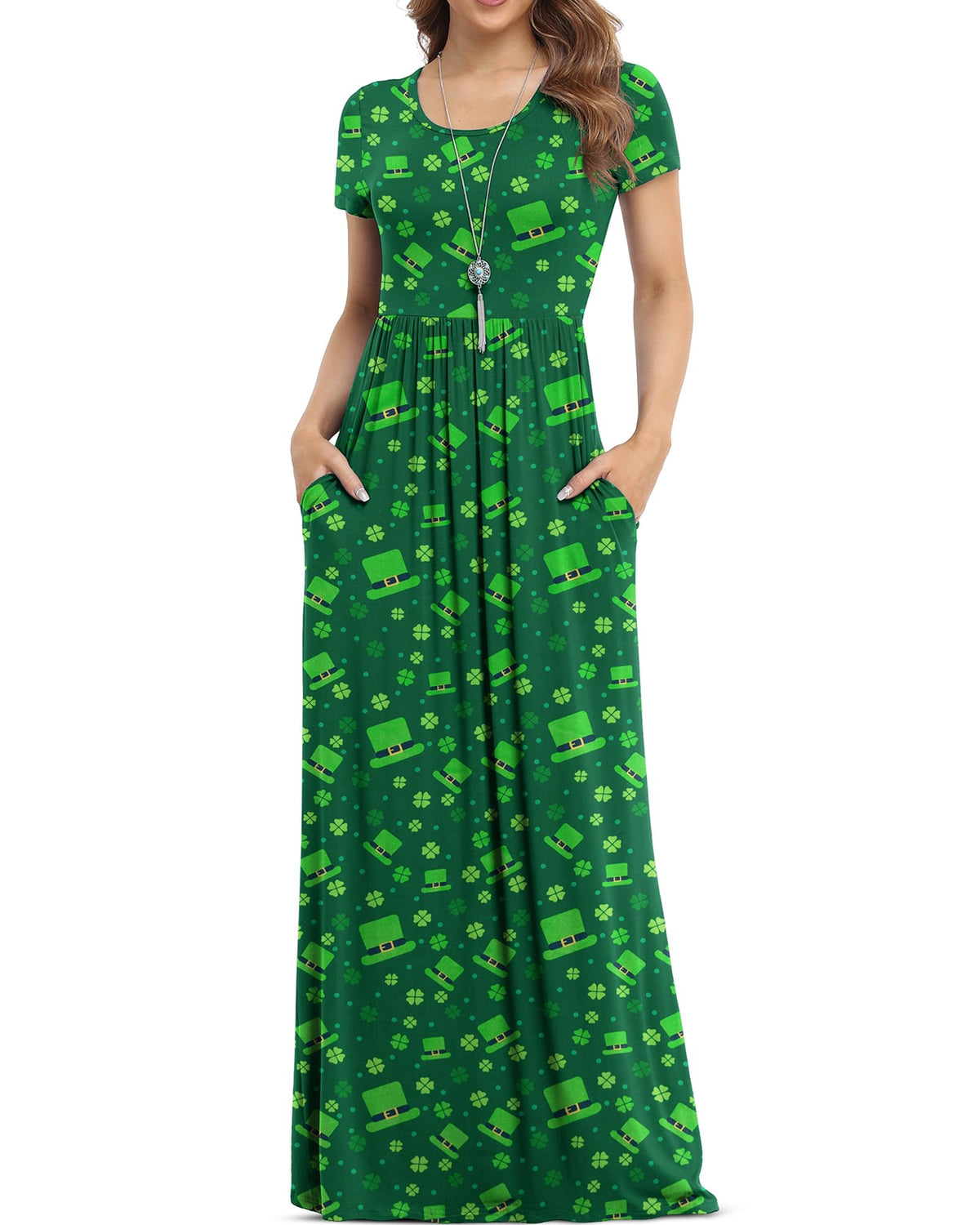 VIISHOW Women's Short Sleeve Loose Plain Maxi Dresses Casual Long Dresses with Pockets