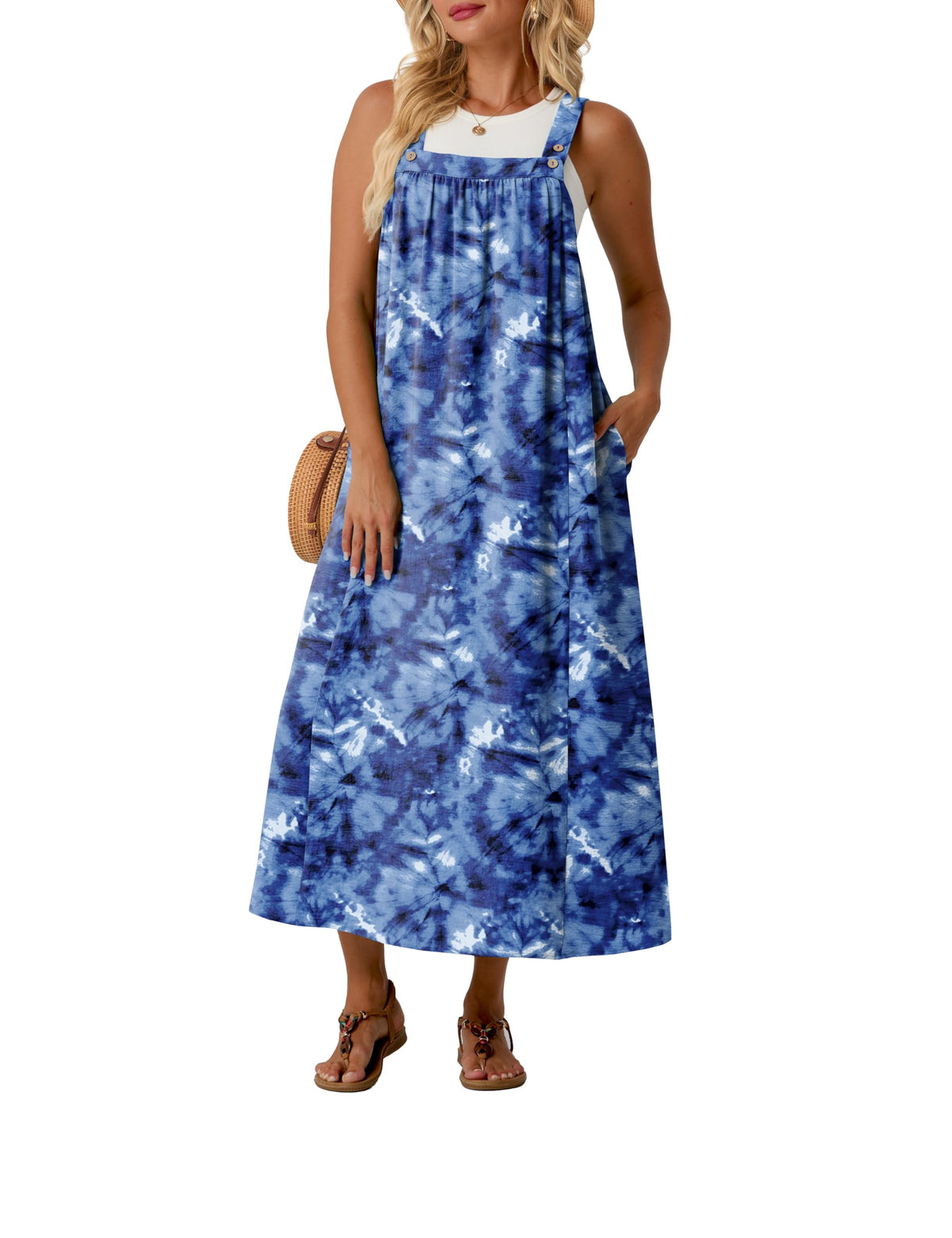 Lepunuo Overall Dress for Women Summer Adjustable Casual Cover Up