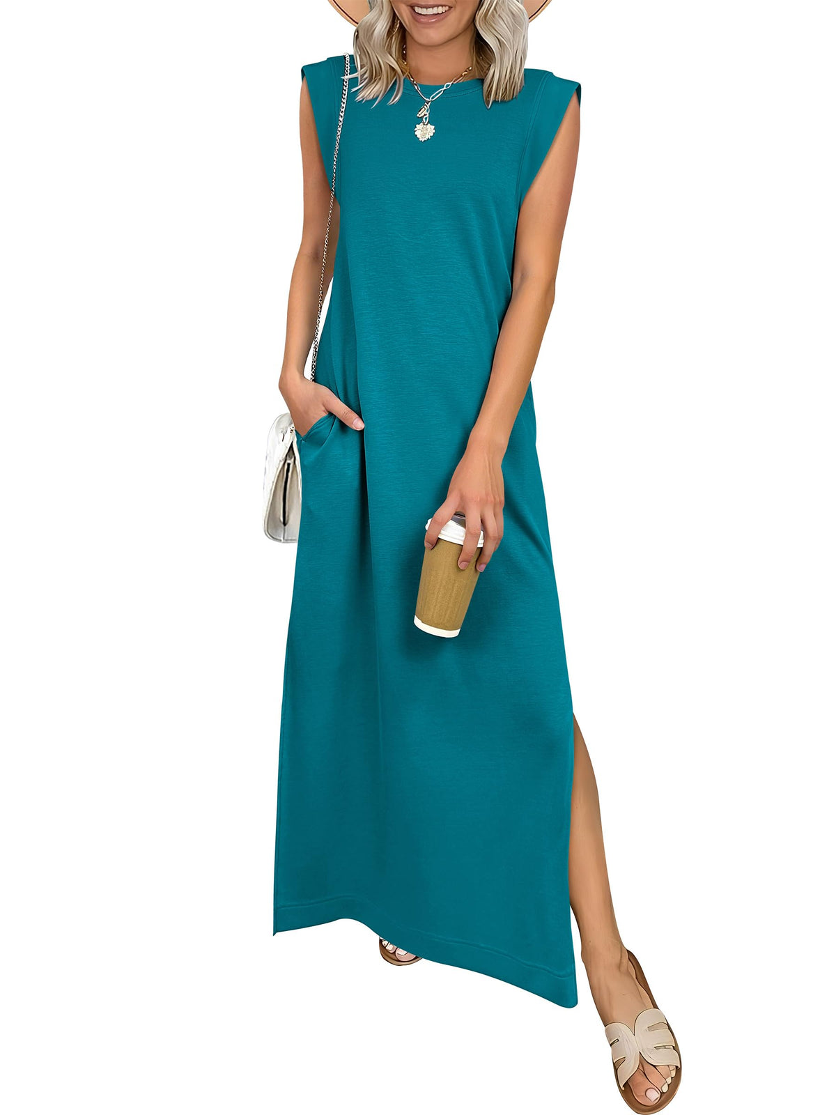 ANRABESS Womens Summer Maxi Dresses Wrinkle Free Sundress with Pockets