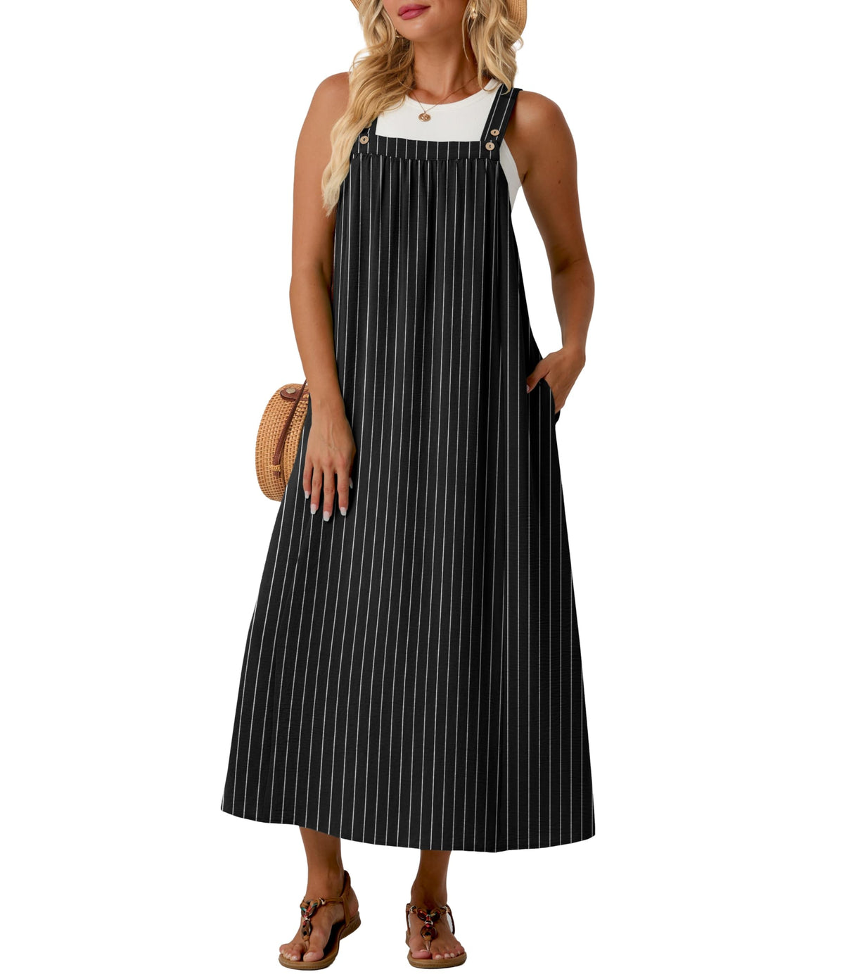 Lepunuo Overall Dress for Women Summer Adjustable Casual Cover Up