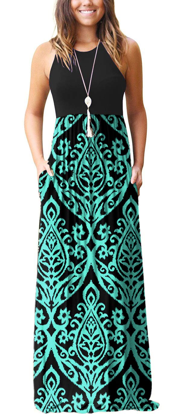 GRECERELLE Women's Summer Sleeveless Casual Long Tank Maxi Dress with Pockets (XS-3XL)