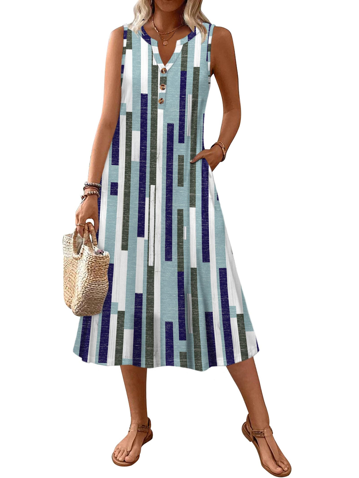 Zeagoo Summer Dress for Women 2026 Sleeveless Tank Midi Dress Vacation Beach Sundress Aline Boho Clothing