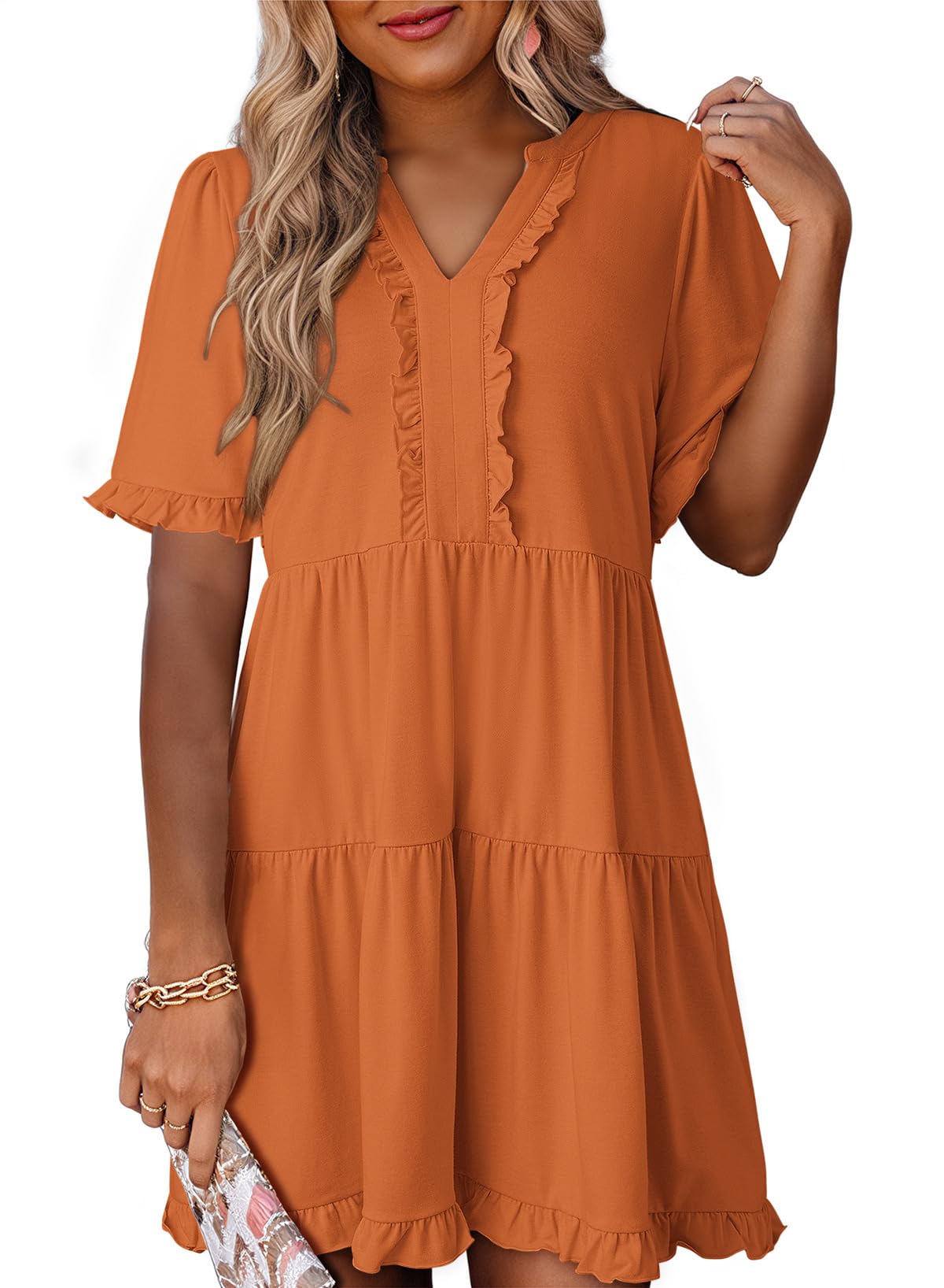 Dokotoo Womens A Line Babydoll Casual Summer Dresses with Pockets