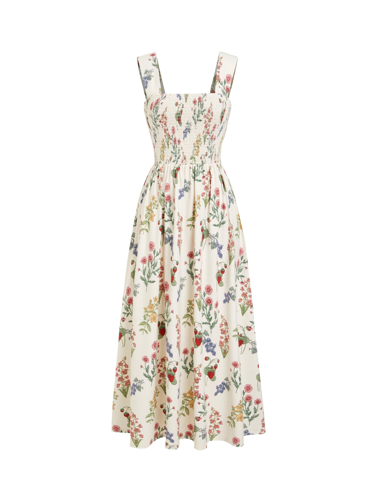 CIDER Womens Floral Smocked Dresses Square Neck Long Midi Sundress