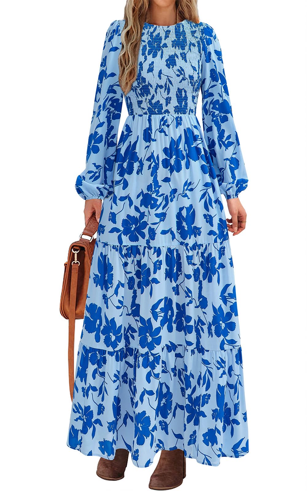 PRETTYGARDEN Long Sleeve Floral Maxi Fall Dresses for Women Trendy Outfits