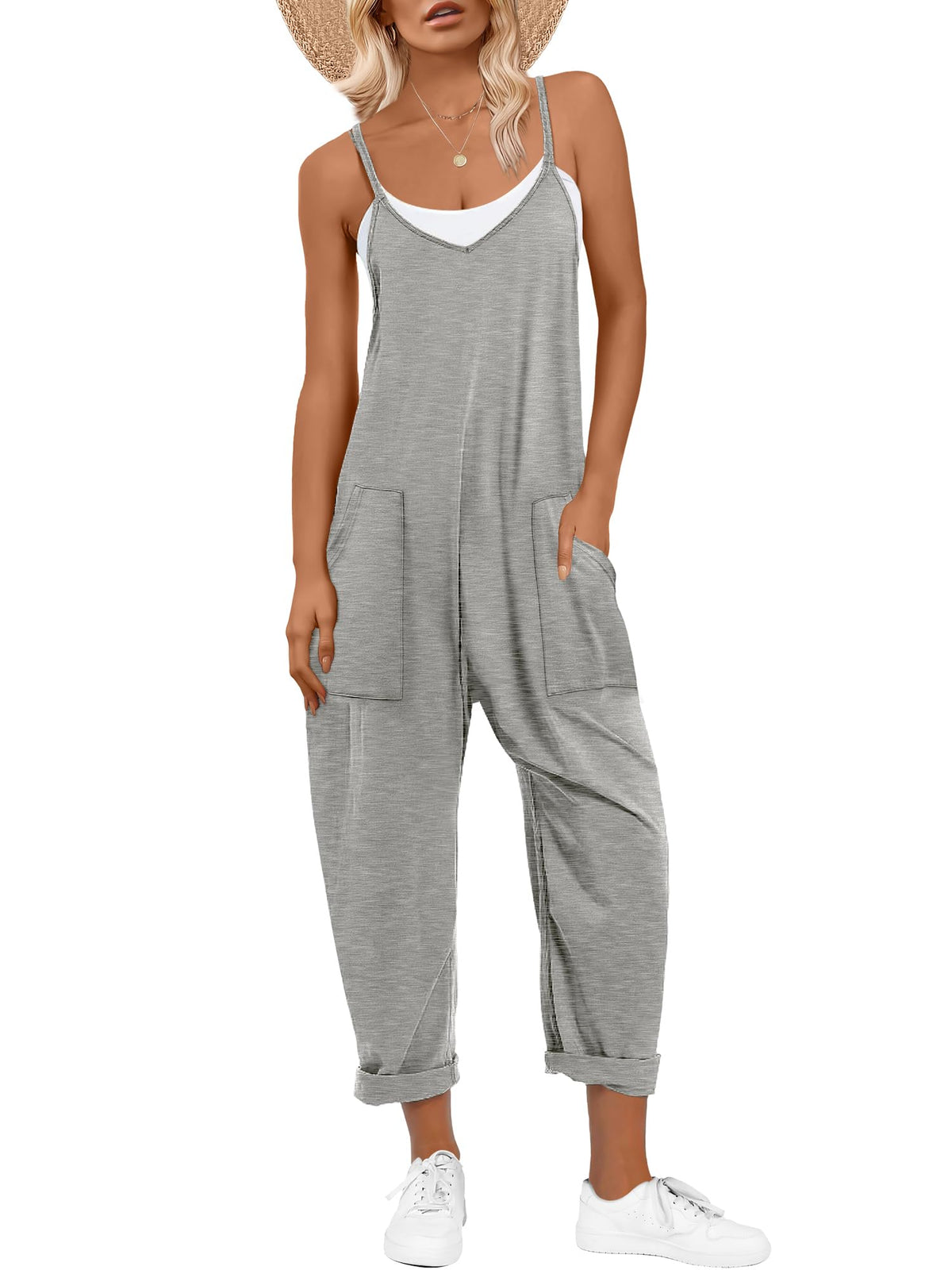 ANRABESS Jumpsuits for Women Summer Casual Sleeveless Overalls