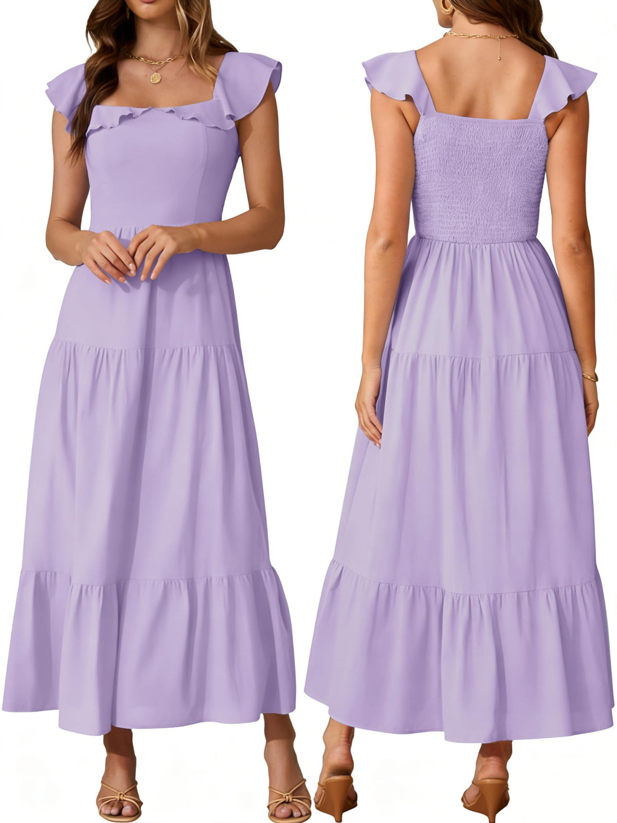 Womens Summer Sleeveless Maxi Dress Square Neck