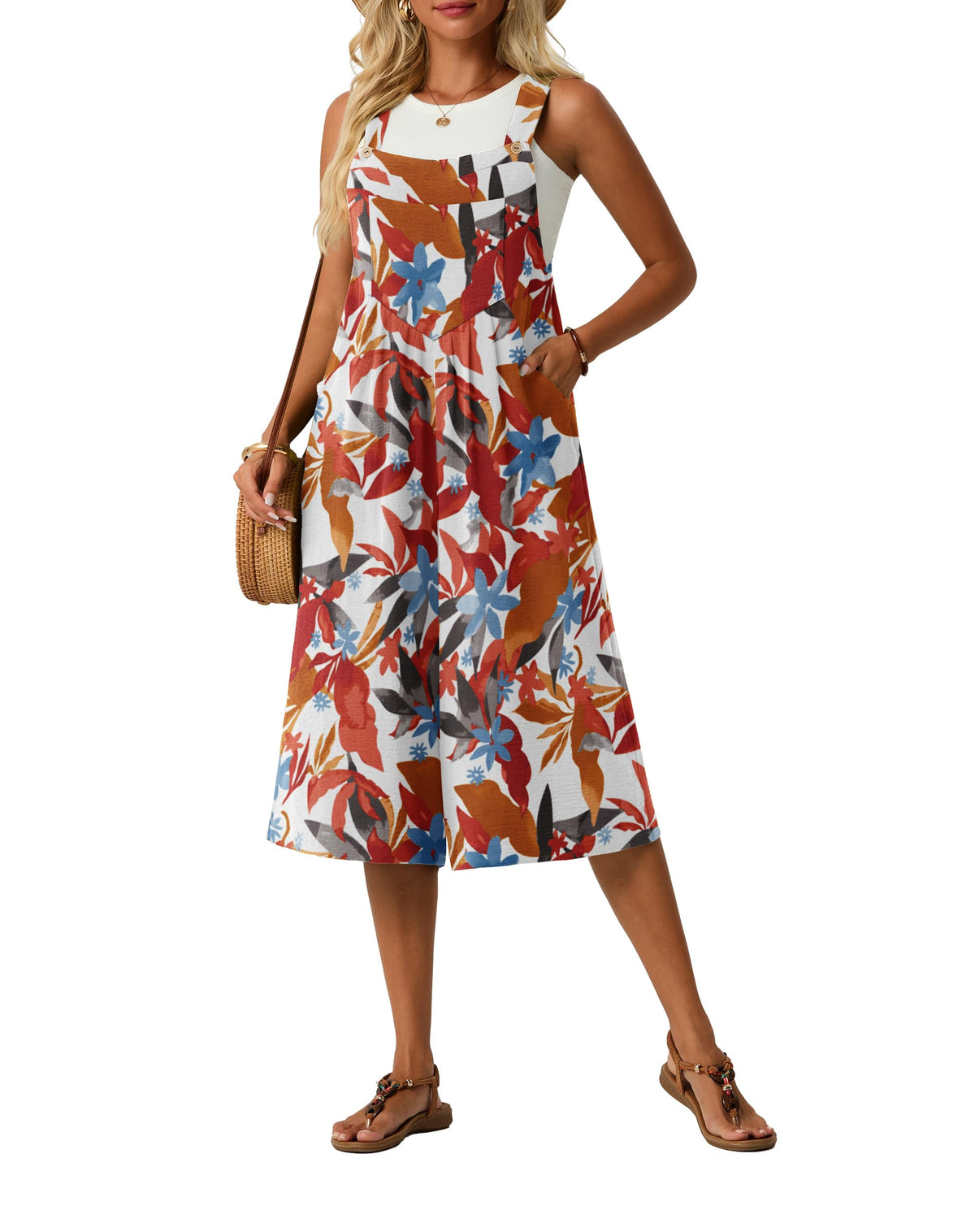 Lepunuo Womens Summer Capri Wide Leg Pants Rompers Boho Loose Fit