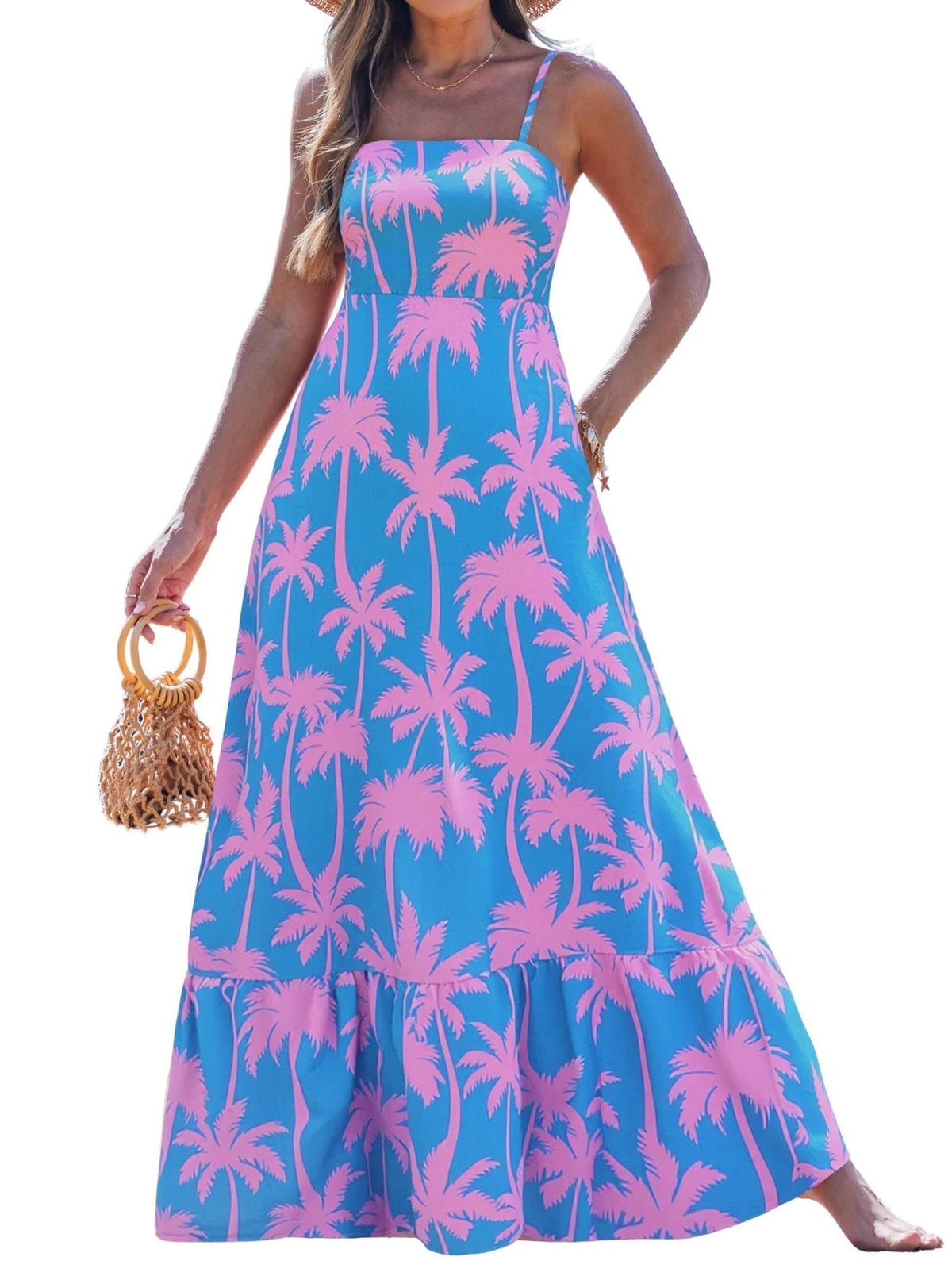 popvil Women Summer Maxi Dress 2026 Spaghetti Strap Long Beach Dress