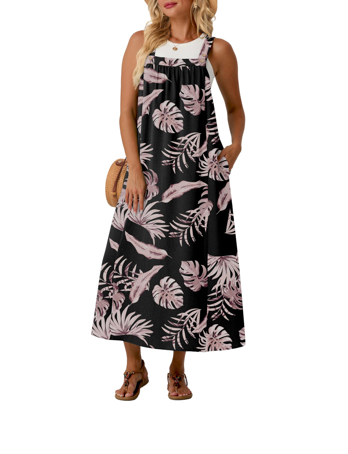 Lepunuo Overall Dress for Women Summer Adjustable Casual Cover Up