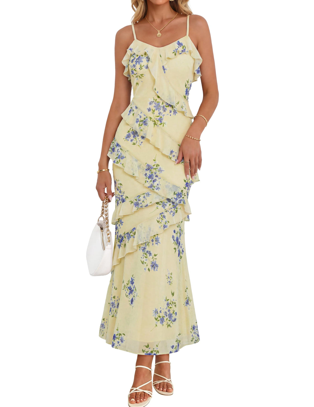 MEROKEETY Summer Floral Wedding Guest Maxi Dress Women 2026 Formal Cocktail
