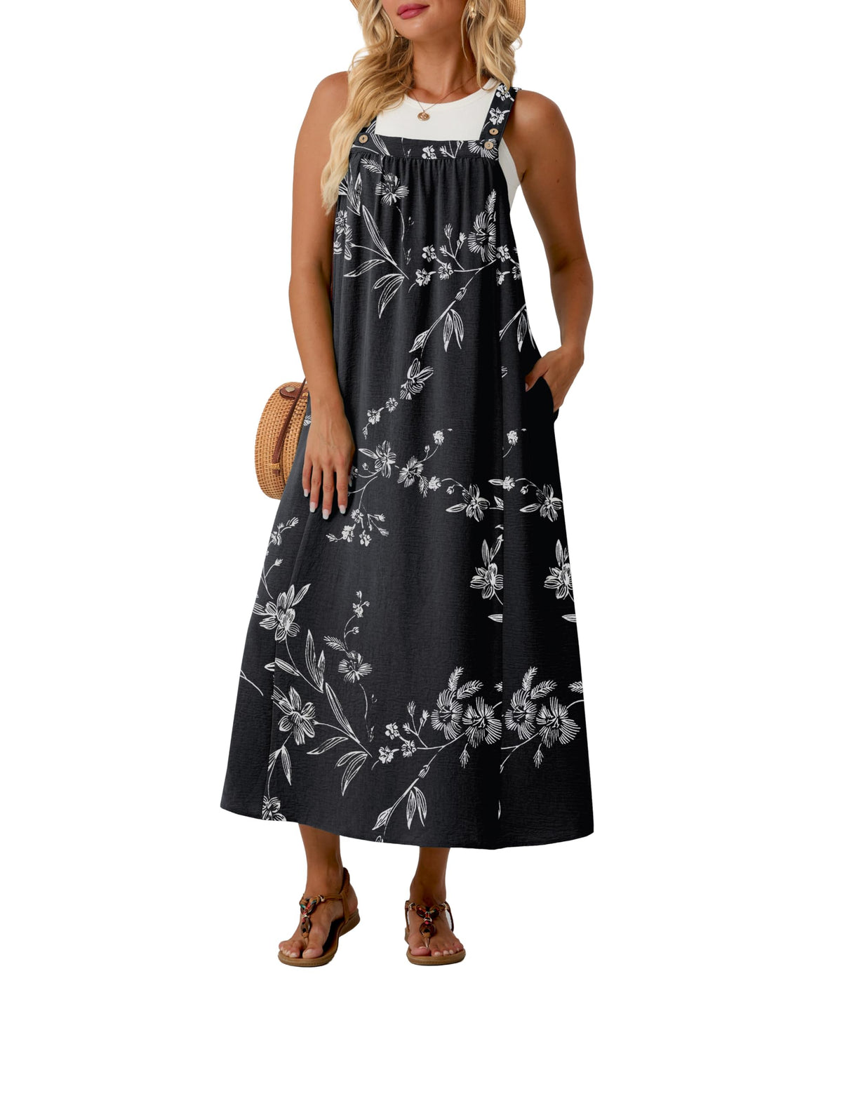 Lepunuo Overall Dress for Women Summer Adjustable Casual Cover Up