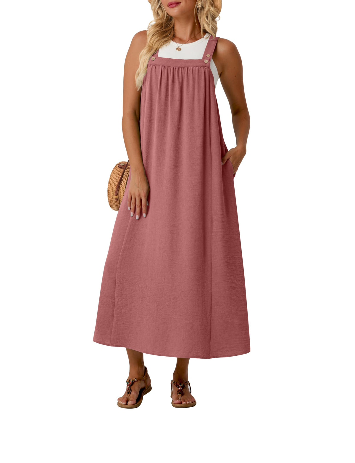 Lepunuo Overall Dress for Women Summer Adjustable Casual Cover Up