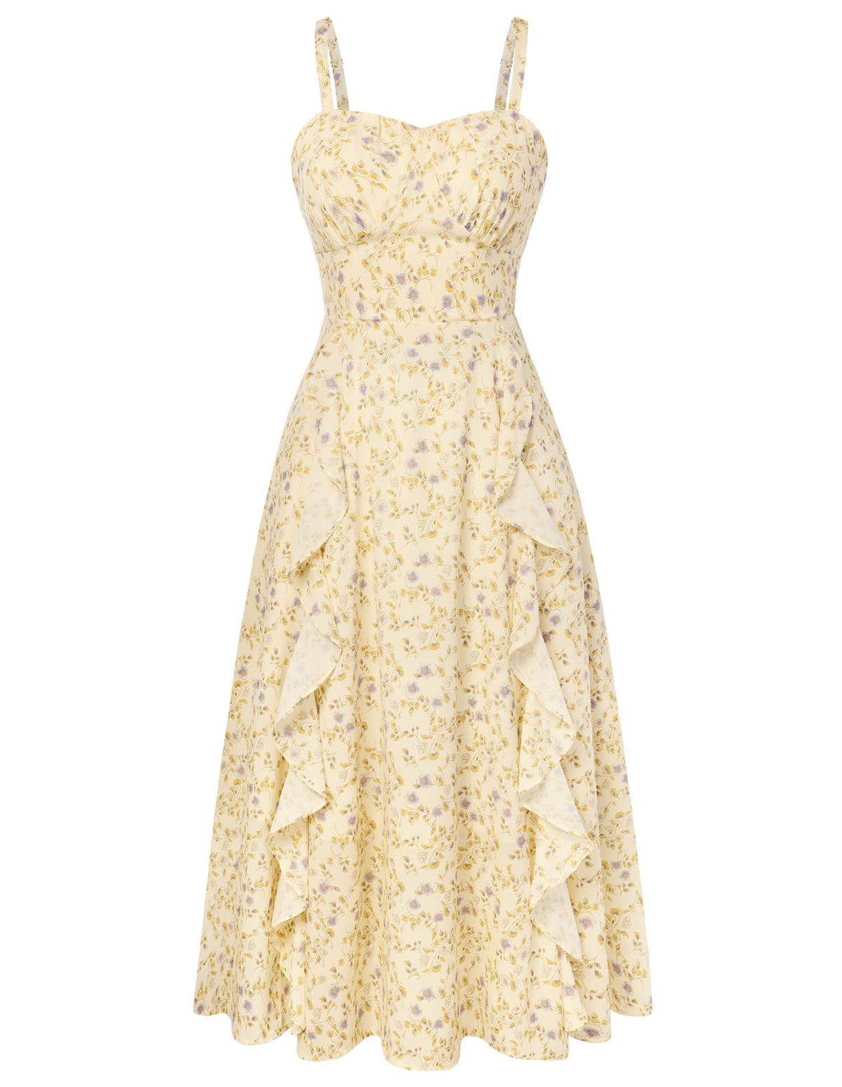 Belle Poque Women Sun Dresses Midi Ruffle Dress