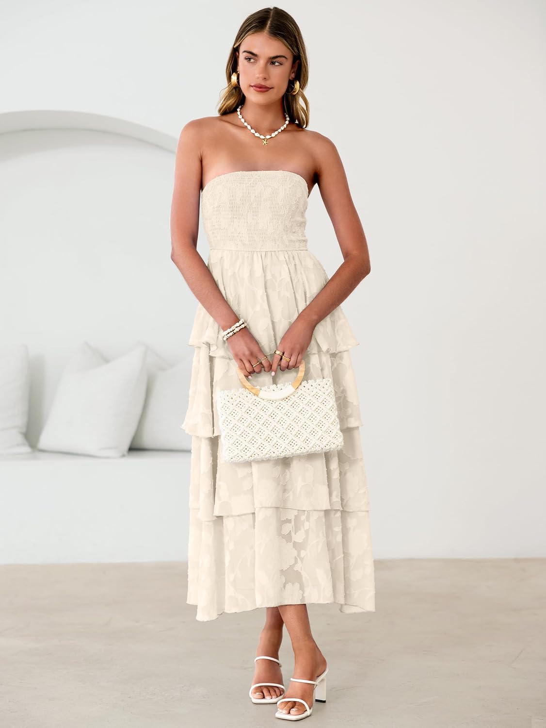 Simplee Womens Maxi Boho Floral Strpless Wedding Guest Beach Long Dress