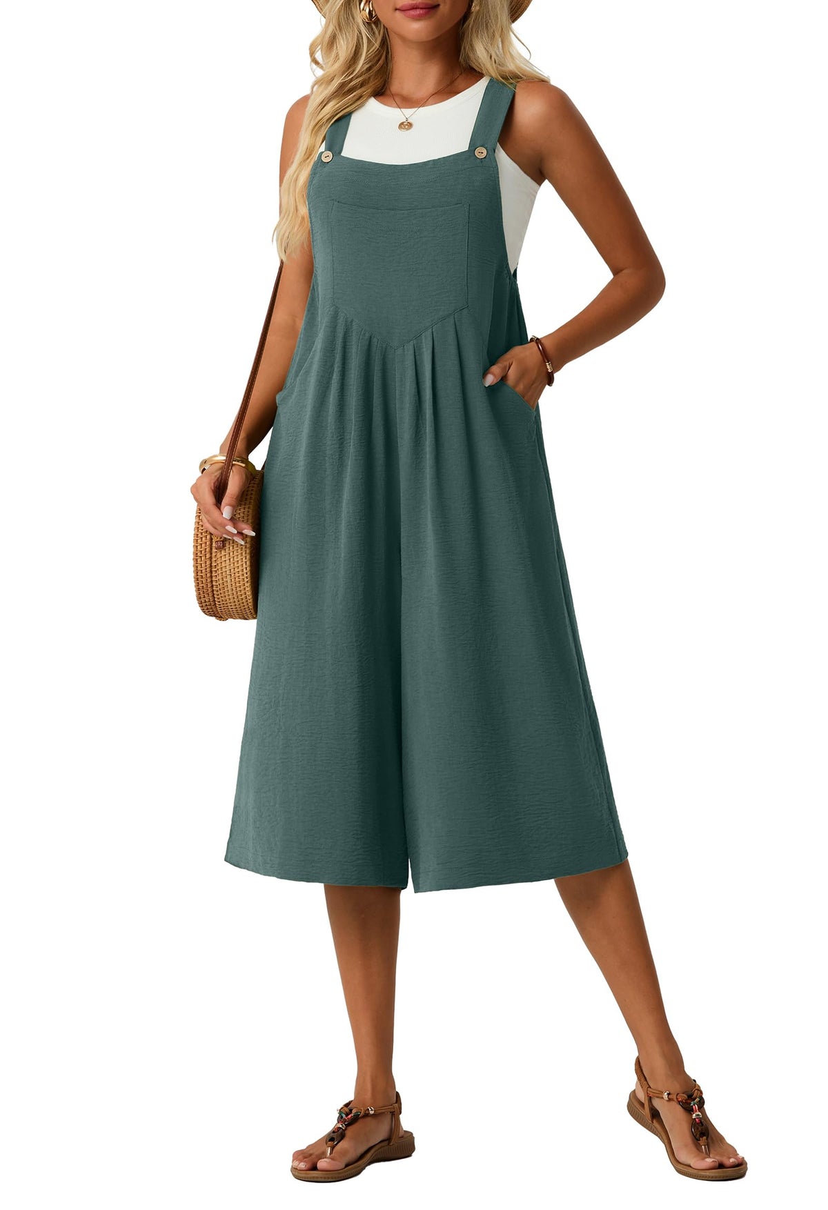 Lepunuo Womens Summer Capri Wide Leg Pants Rompers Boho Loose Fit