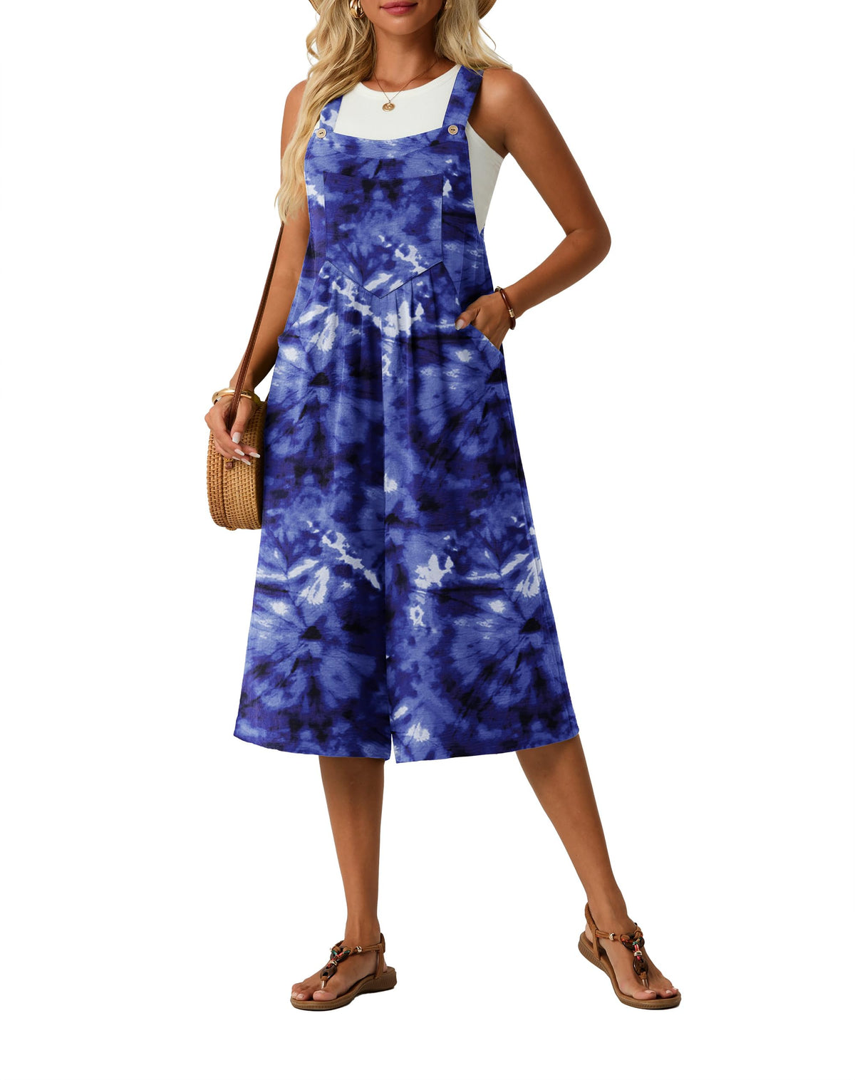 Lepunuo Womens Summer Capri Wide Leg Pants Rompers Boho Loose Fit