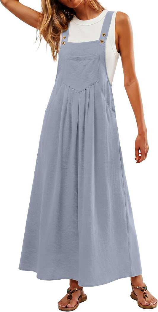 Lepunuo Summer Dresses Women Bib Overall Dresses Adjustable Beach