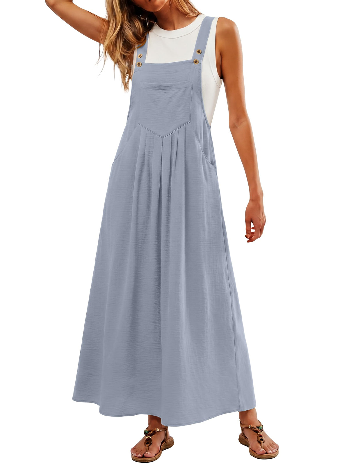 Lepunuo Summer Dresses Women Bib Overall Dresses Adjustable Beach