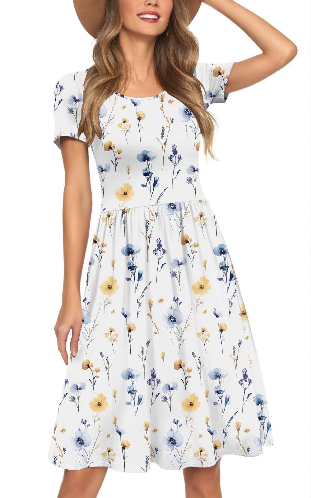 Womens Short Sleeve Empire Waist Dresses Casual Summer Dress