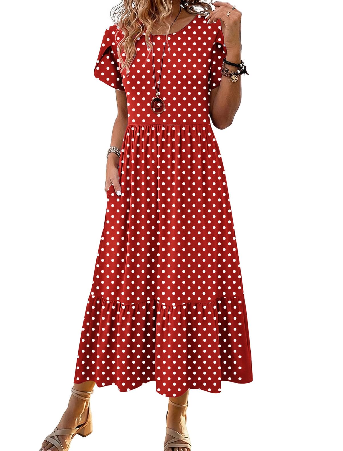 HOTOUCH Summer Dresses for Women 2026 Casual Midi Boho T Shirt Dress Ladies Sundress Aline Long Beach Vacation Clothes