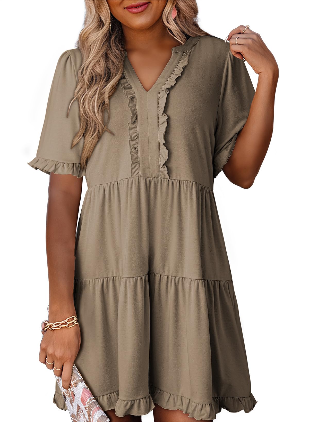 Dokotoo Womens A Line Babydoll Casual Summer Dresses with Pockets