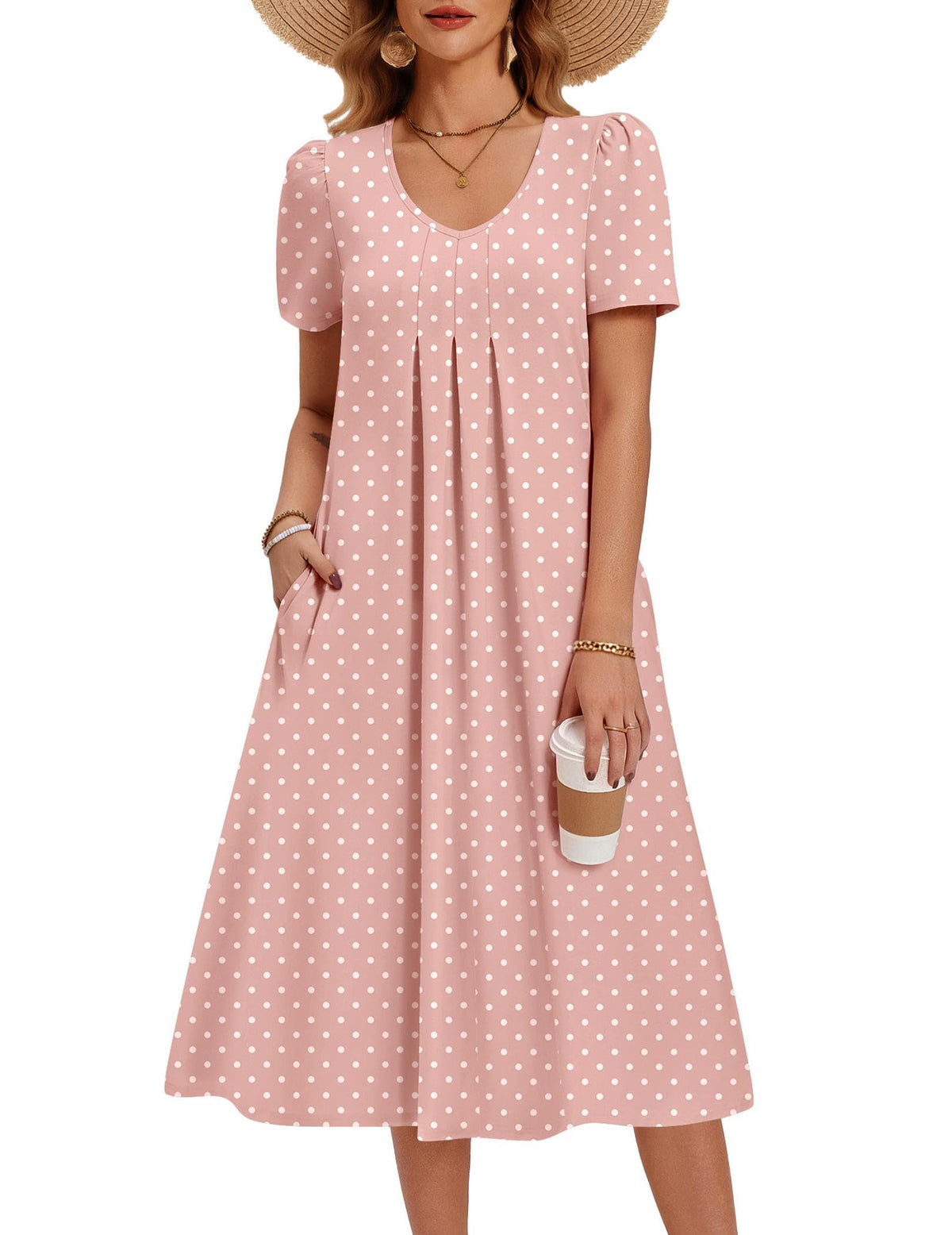 Zeagoo Summer Casual Dress for Womens Floral Midi Sundress with Pockets