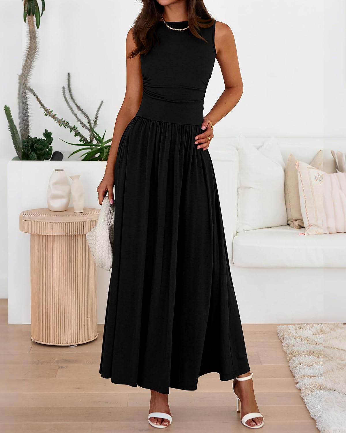 BTFBM Summer Maxi Dresses for Women Sleeveless Casual Dress