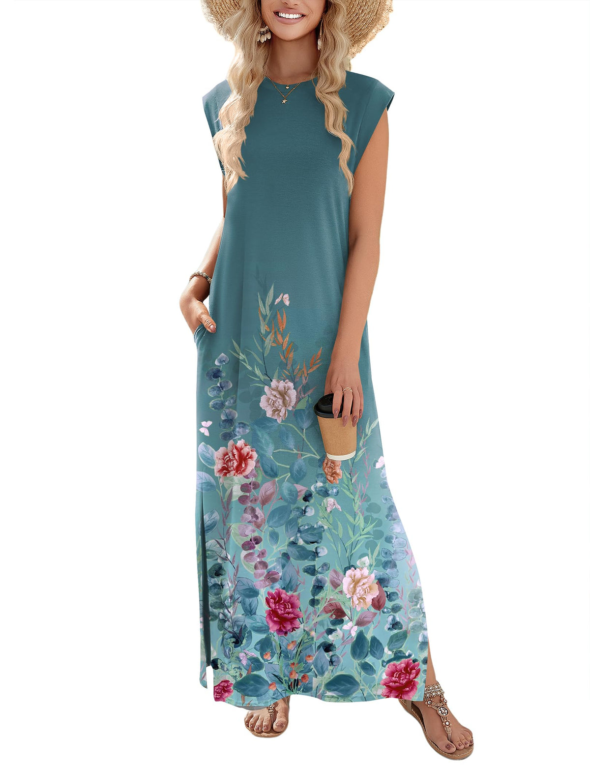 Zeagoo Summer Dresses for Women 2026 Long Maxi Sundresses Loose Split Wrinkle-Free Beach Travel Vacation Clothes