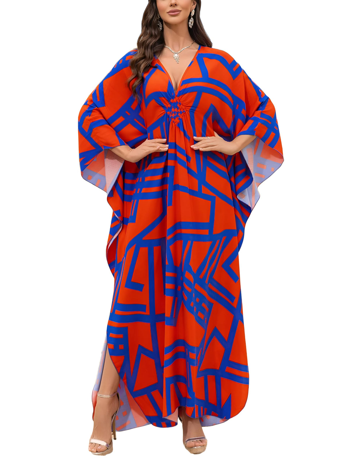 KEYLORTING Plus Size Kaftan Dress Women, African Moo Moo Print Caftan, Batwing Dress, Beach Cover Up for Party and Loungewear