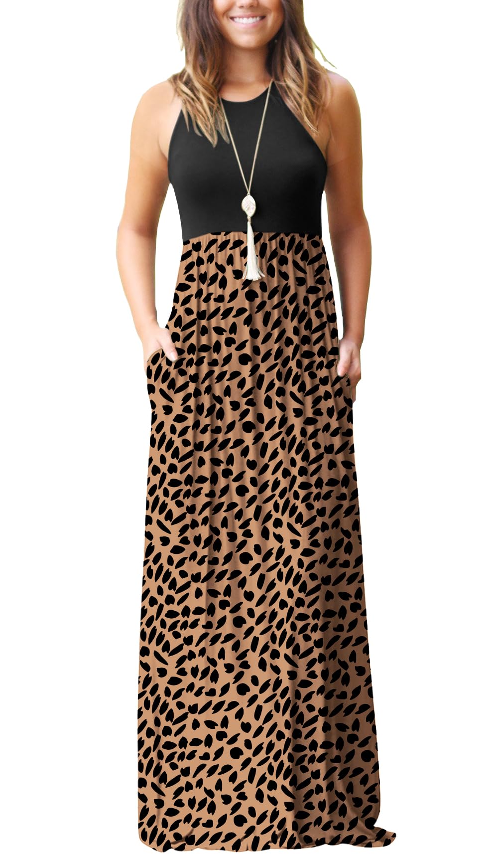 GRECERELLE Women's Summer Sleeveless Casual Long Tank Maxi Dress with Pockets (XS-3XL)