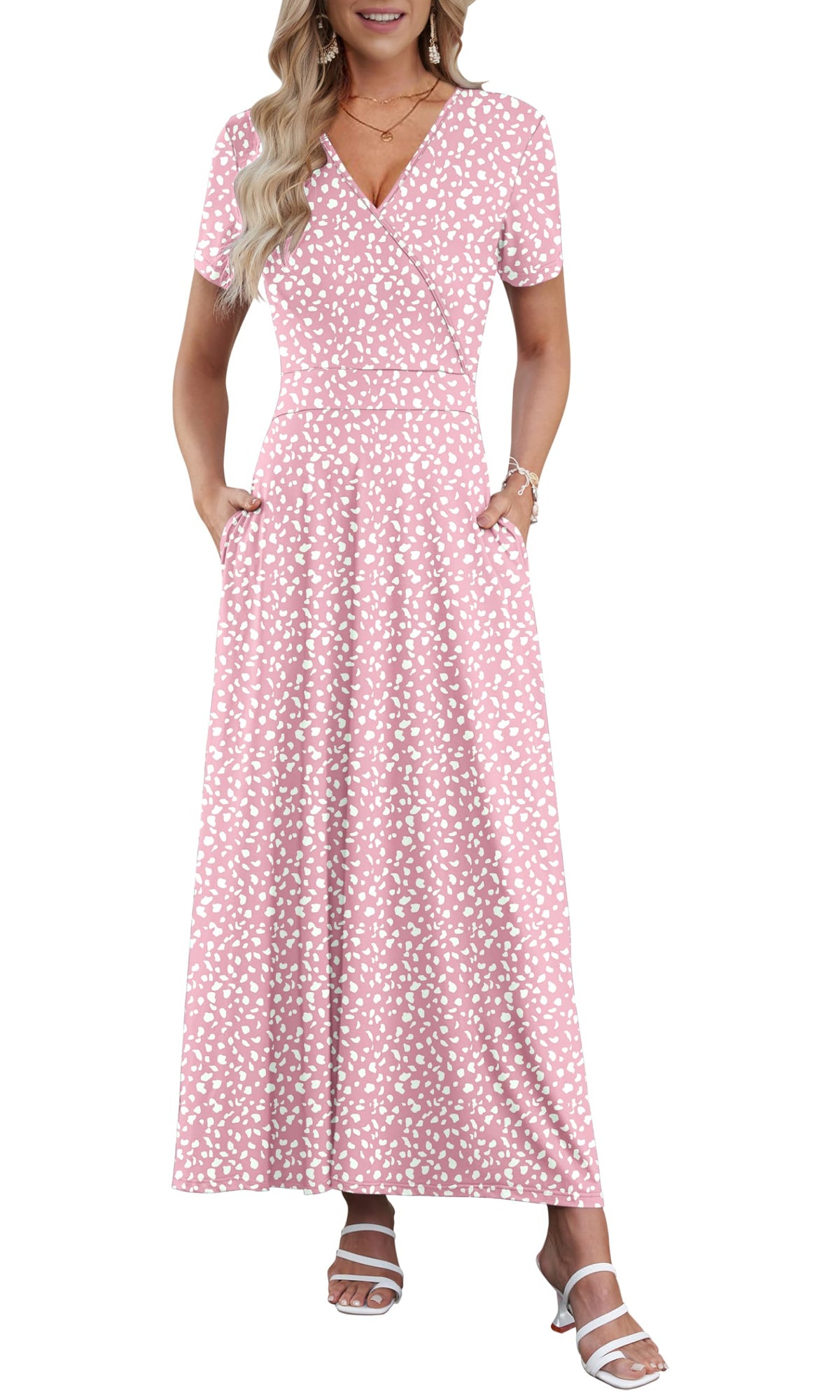 AUSELILY Maxi Dresses for Women Ankle Length Floral Beach Long Flowy Dress