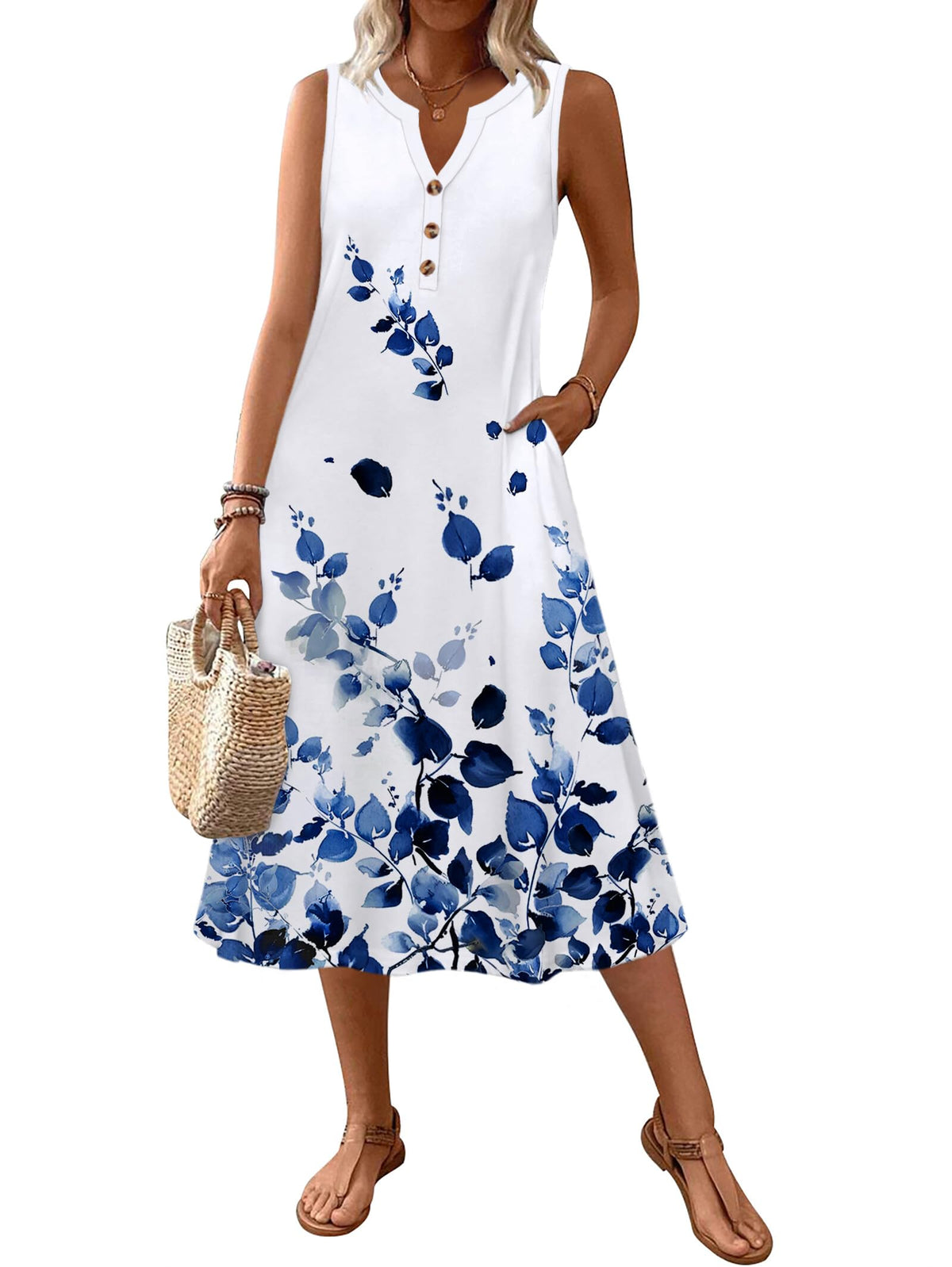 Zeagoo Summer Dress for Women 2026 Sleeveless Tank Midi Dress Vacation Beach Sundress Aline Boho Clothing