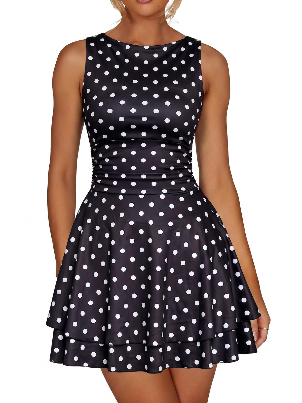 Kaximil Women's Ruffle Hem Boat Neck Party Mini Dress