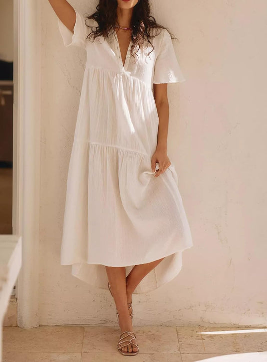 R.Vivimos Womens Summer Cotton Casual Flowy Maxi Dress