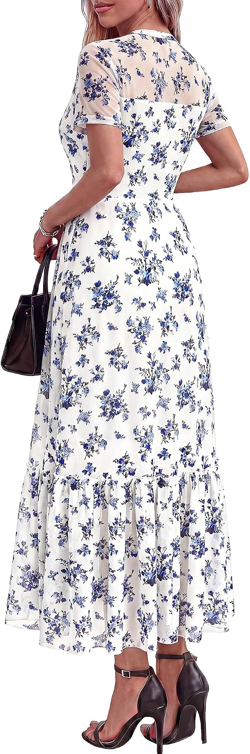 BTFBM Womens Mesh Ruffle Boho Cocktail Dresses