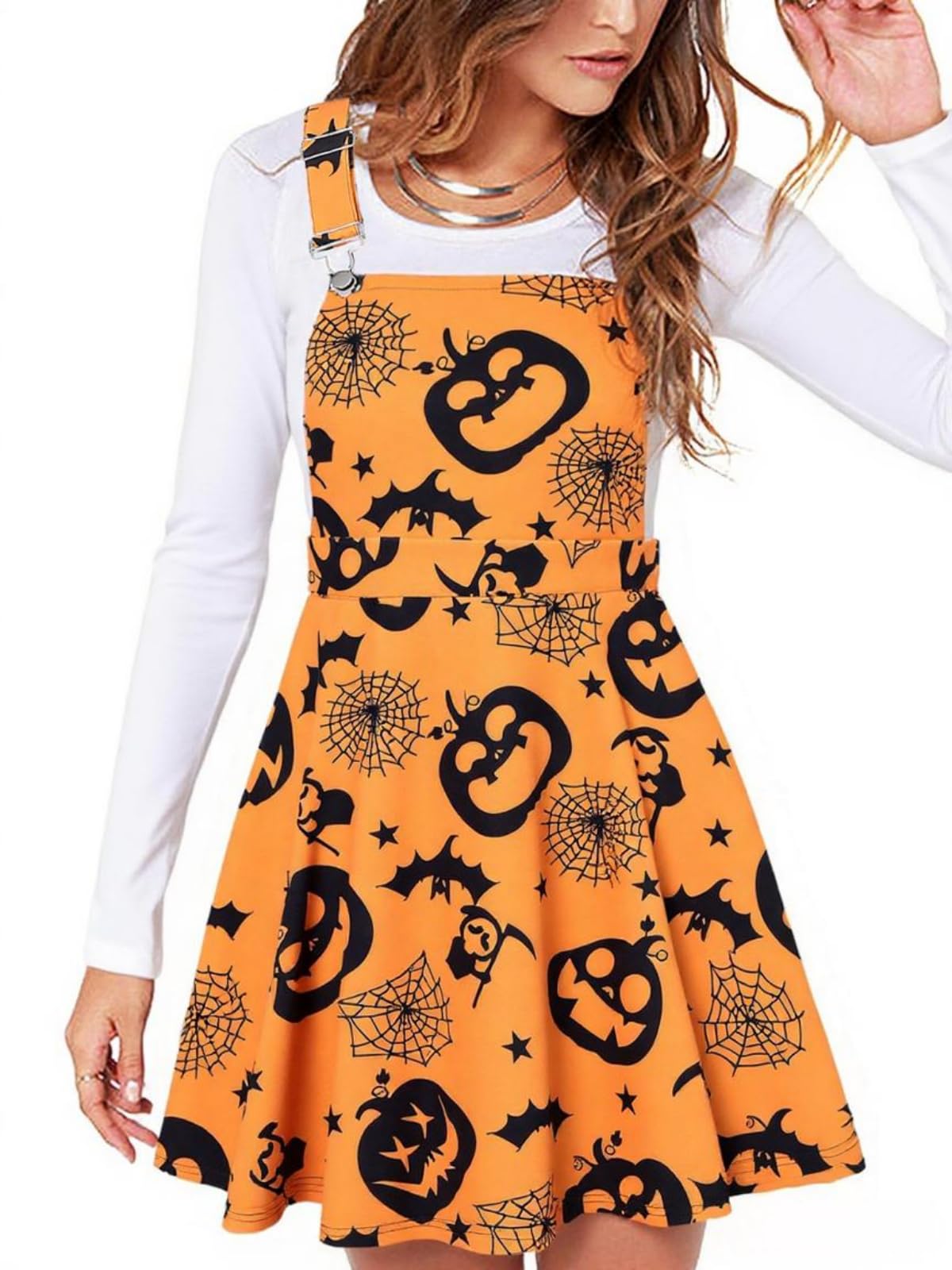 YOINS Overall Pinafore Dress for Women Pleated Mini Cute Suspender Skirt