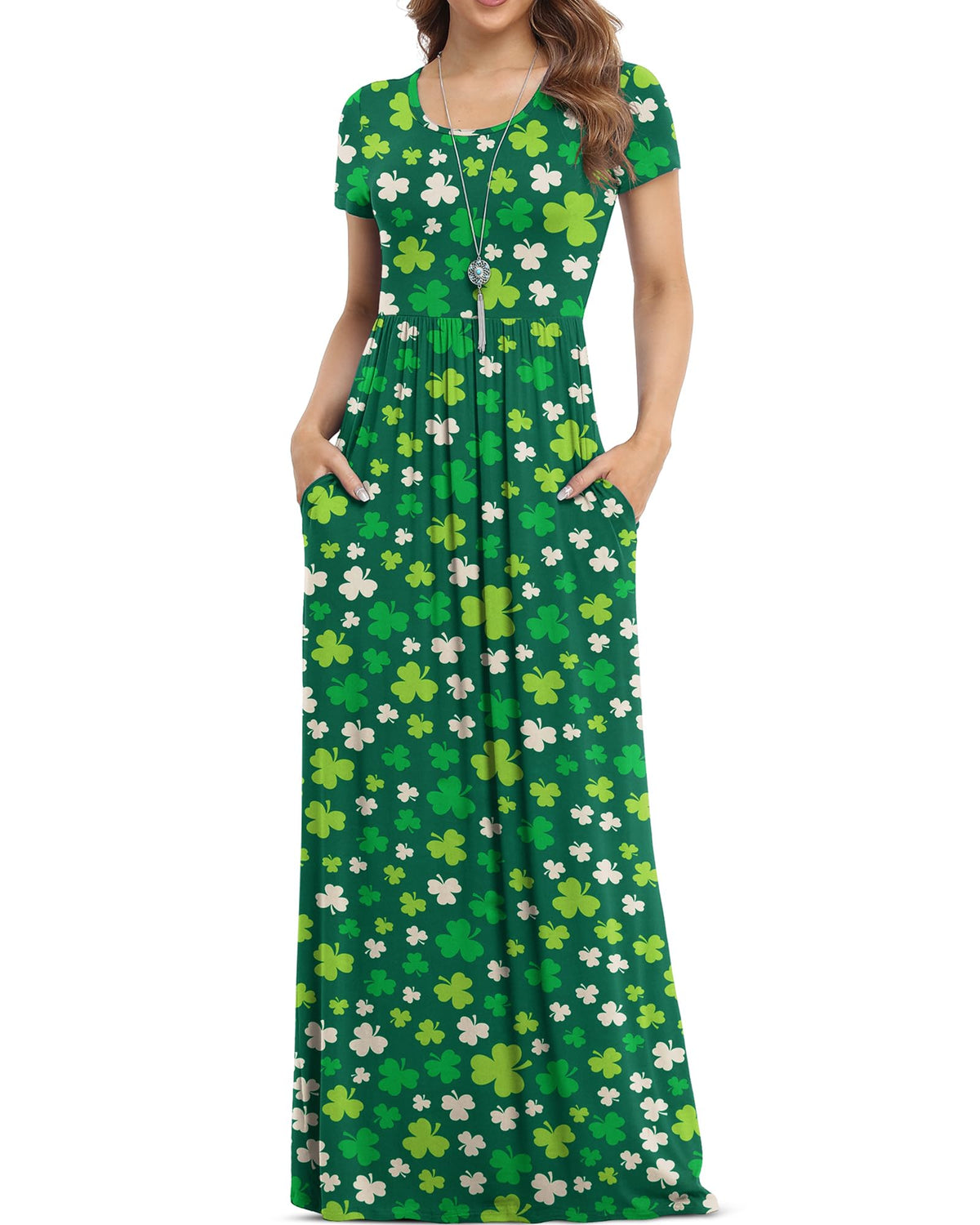 VIISHOW Women's Short Sleeve Loose Plain Maxi Dresses Casual Long Dresses with Pockets