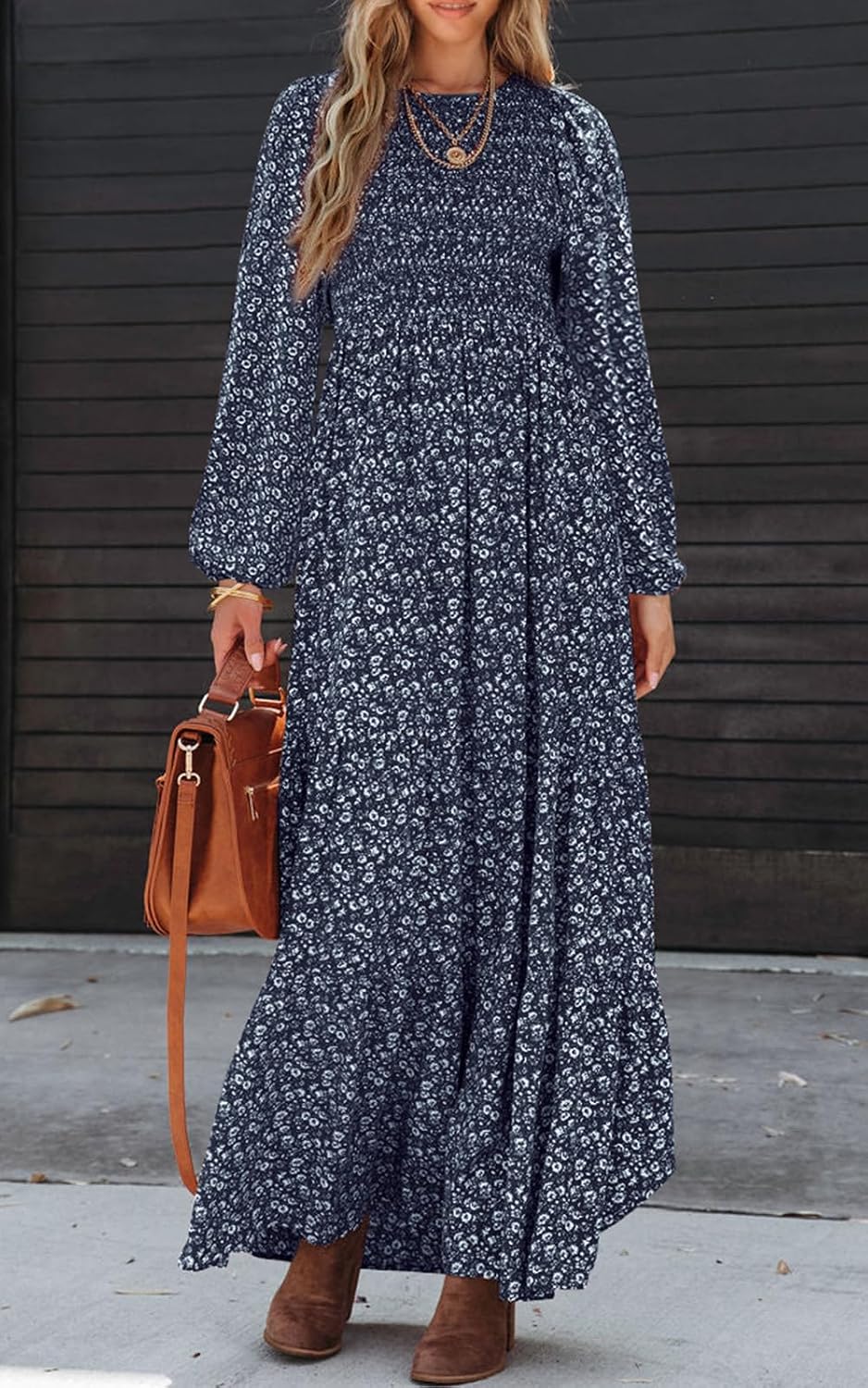 PRETTYGARDEN Long Sleeve Floral Maxi Fall Dresses for Women Trendy Outfits
