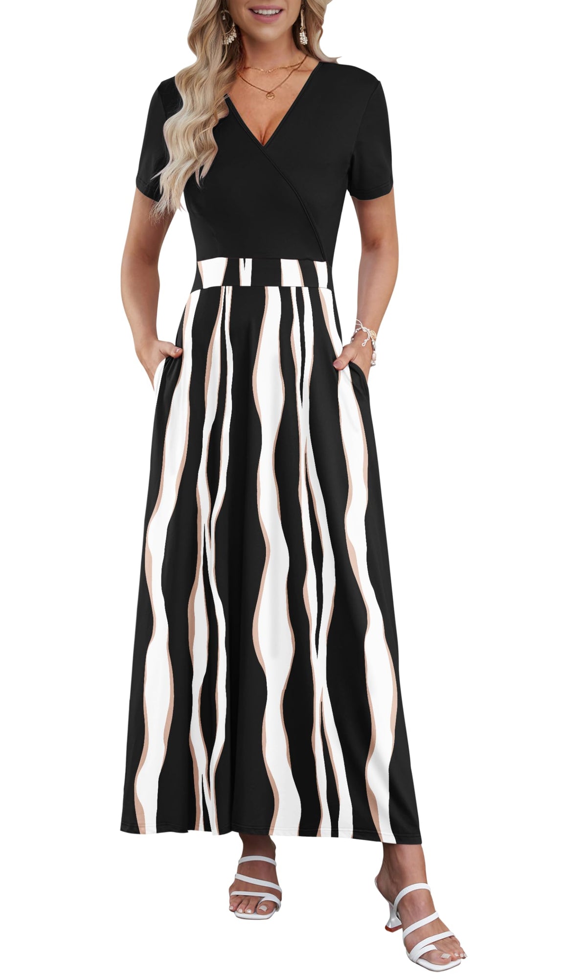 AUSELILY Maxi Dresses for Women Ankle Length Floral Beach Long Flowy Dress