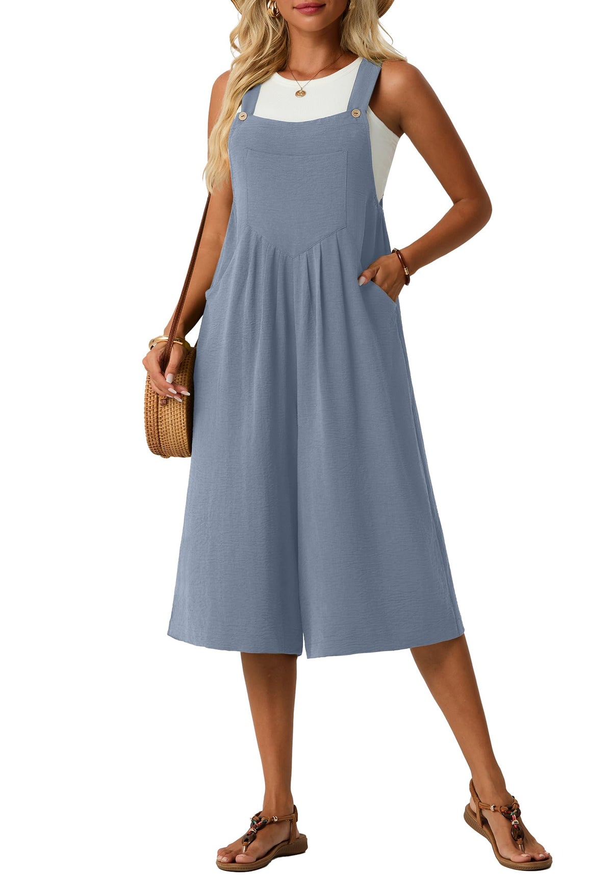 Lepunuo Womens Summer Capri Wide Leg Pants Rompers Boho Loose Fit