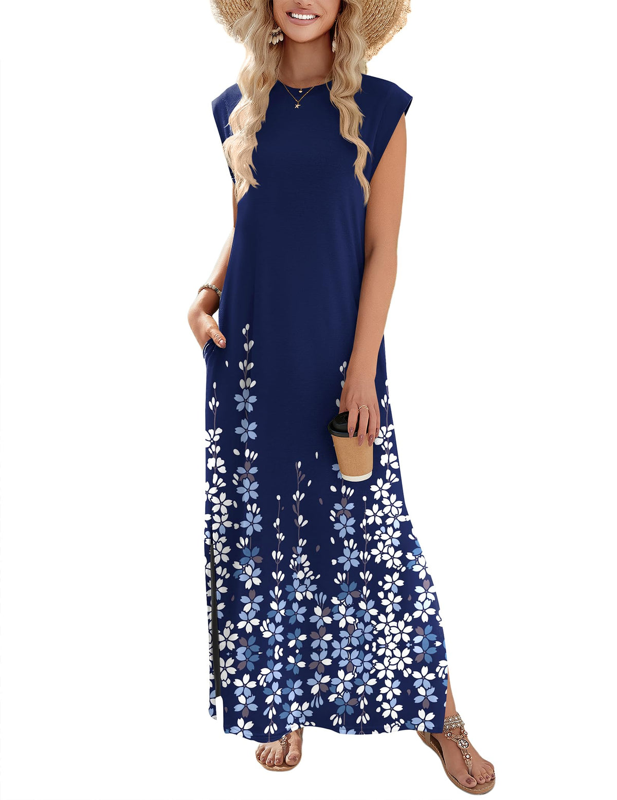 Zeagoo Summer Dresses for Women 2026 Long Maxi Sundresses Loose Split Wrinkle-Free Beach Travel Vacation Clothes