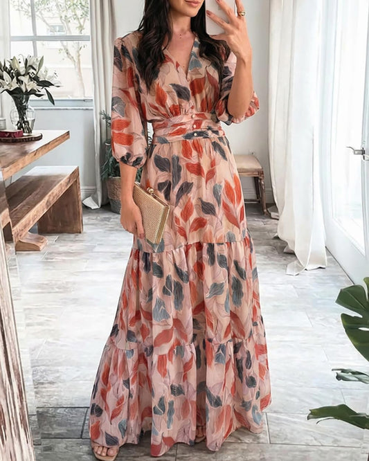 CHICME Womens Summer Boho Floral Wedding Guest Vacation Beach Maxi Dress