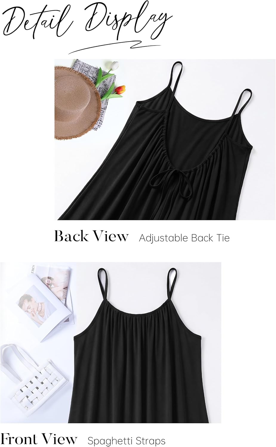 OFEEFAN Summer Dresses for Women 2026 Backless Cami Maxi Sundresses Spaghetti Strap Beach Vacation Clothes Swimsuit Coverup