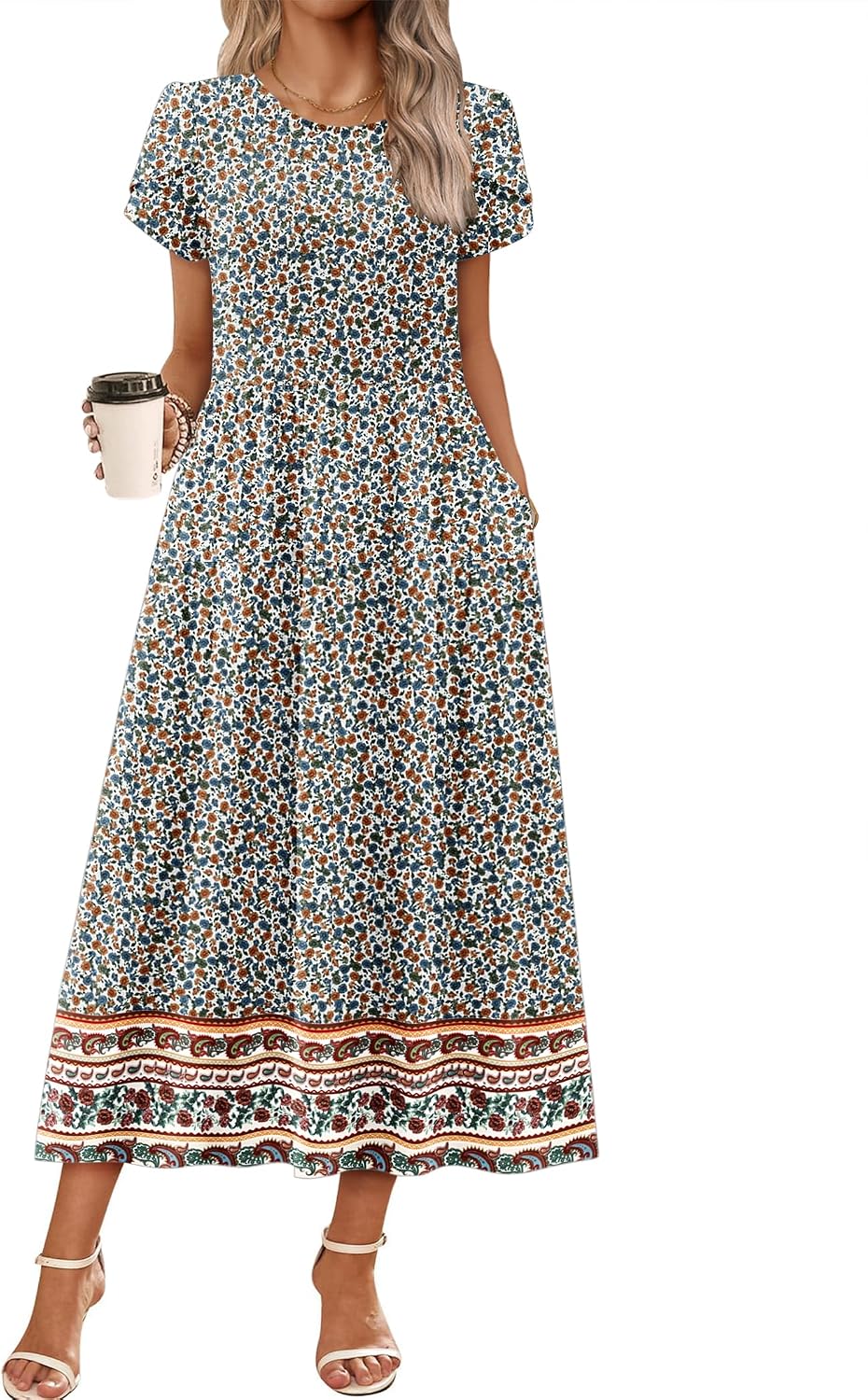 Zeagoo Summer Dresses for Women 2026 Maxi Bohemian Short Sleeve Long Dress