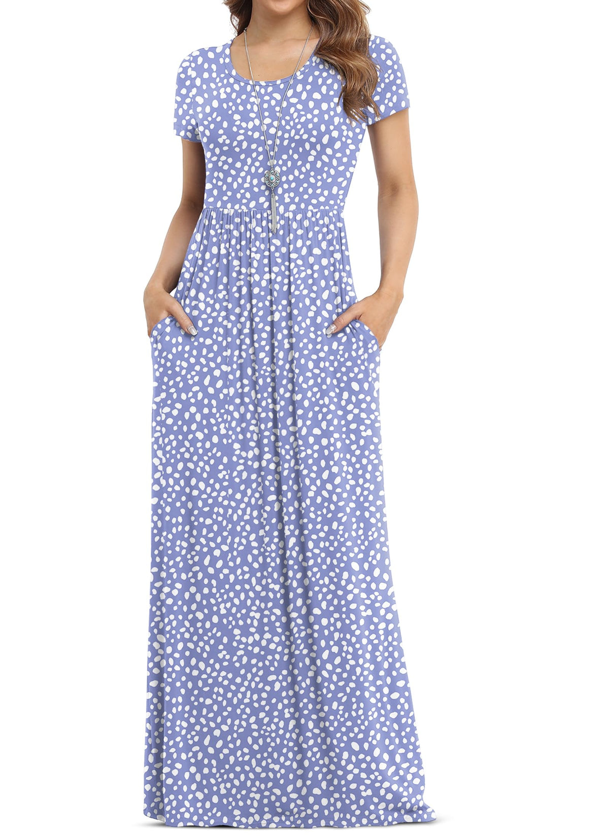 VIISHOW Women's Short Sleeve Loose Plain Maxi Dresses Casual Long Dresses with Pockets