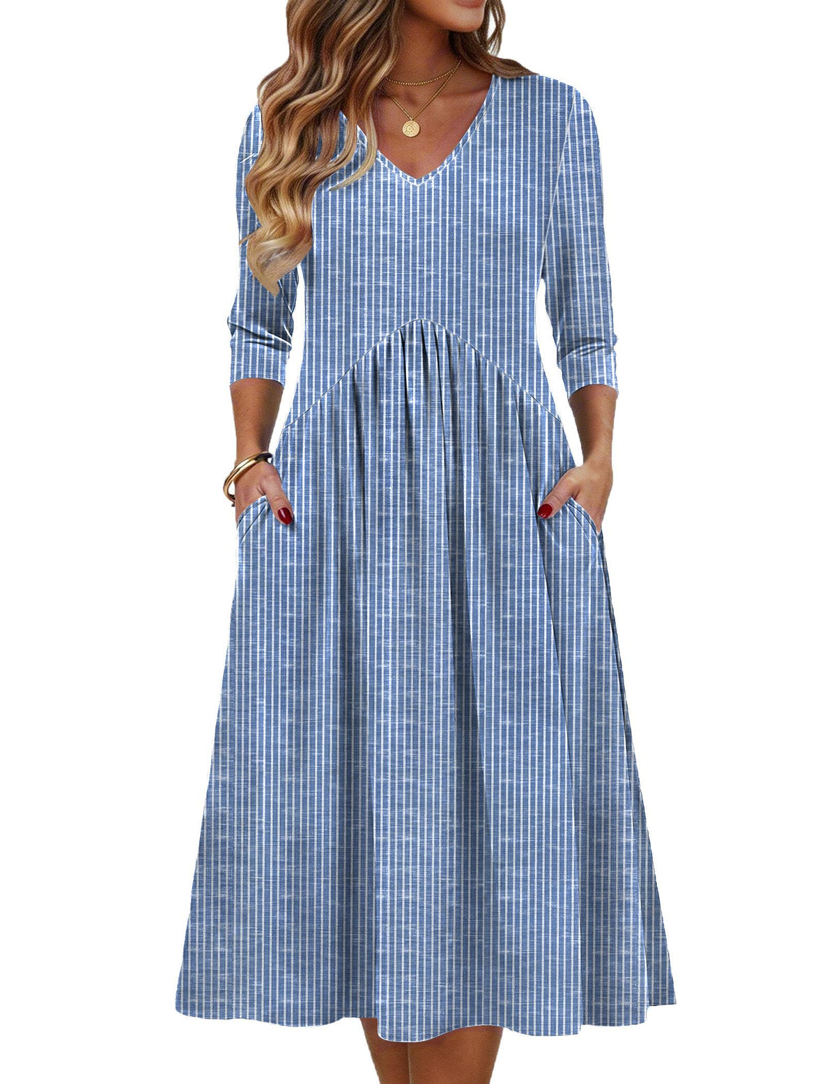 Zeagoo Summer Dresses for Women 2026 3/4 Sleeve Casual Midi Tshirt Dresses